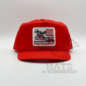 1987 Dale Earnhardt Winston Cup Goodwrench Race Car NASCAR Hat Vintage Retro Red Trucker Rope Snapback Cap Classic 80s 90s