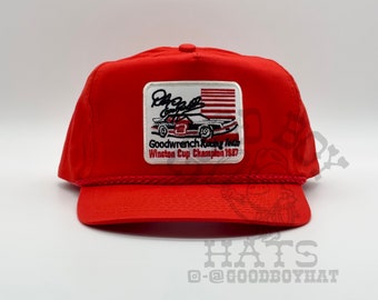 1987 Dale Earnhardt Winston Cup Goodwrench Race Car NASCAR Hat Vintage Retro Red Trucker Rope Snapback Cap Classic 80s 90s
