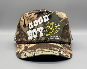 Good Boy Hats Western Outlaw Hat Vintage Retro Realtree Hunting Camo Trucker Rope Snapback Cap Cowboy 80s 90s