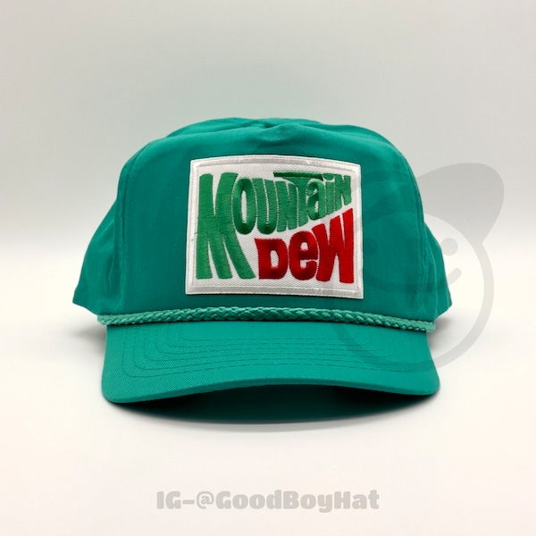 Mountain Dew Hat Vintage Retro Patch Kelly Green Trucker Rope Snapback Cap Klassieke jaren '80 90 Coke Frisdrank Pop