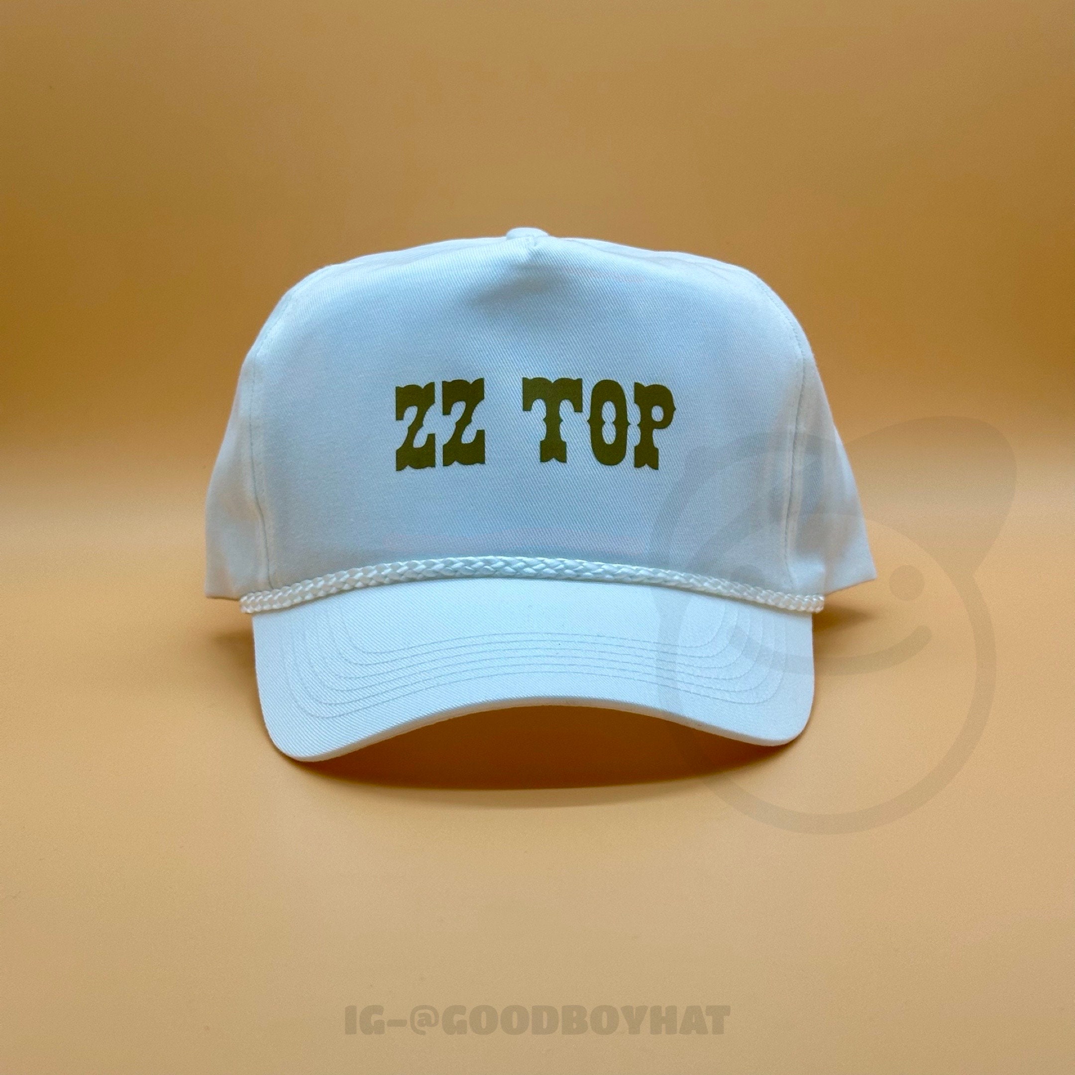 ZZ Top Hat Vintage Retro White Gold Trucker Rope Hat ZZ Top Hat Vintage Retro White Gold Trucker Rope Hat