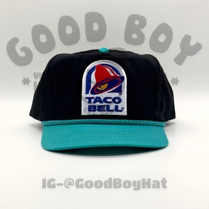 Taco Bell Hat Vintage Retro 2-Tone Black Teal Trucker Rope Snapback Cap Classic 80s 90s Baja Blast Live Mas