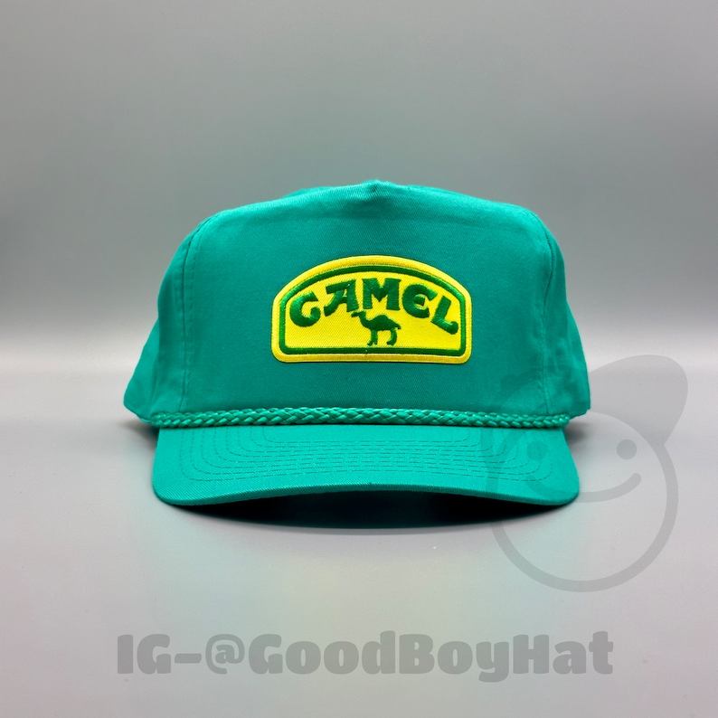 Camel Cigarettes Hat vintage Retro Patch Kelly Green Trucker Rope Snapback Cap classique des années 80 des années 90 Coke Joe Camel Cigs image 1