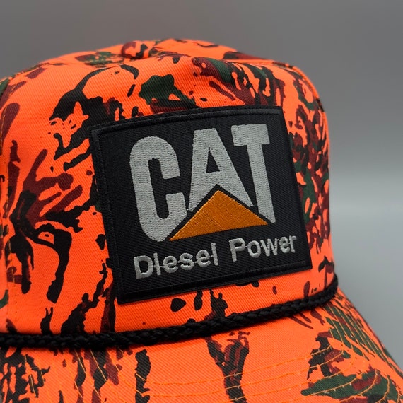 CAT Diesel Power Hat Vintage Retro Neon Orange Hu… - image 5