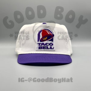 Taco Bell Hat Vintage Retro 2-Tone White / Purple Trucker Rope Snapback Cap Classic 80s 90s Baja Blast Live Mas
