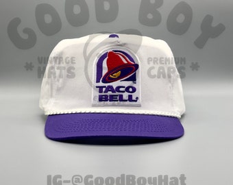 Taco Bell Hat Vintage Retro 2-Tone White / Purple Trucker Rope Snapback Cap Classic 80s 90s Baja Blast Live Mas