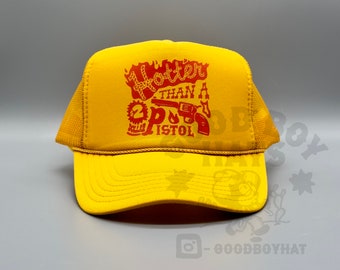 Chapeau pistolet plus chaud qu'un 2 dollars, chapeau vintage rétro en or jaune, maille camionneur, casquette snapback, classique des années 80, 90, cow-boy Western Wear