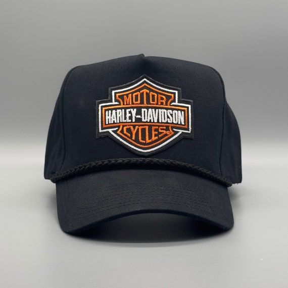 Harley Davidson Hat Vintage Retro Black Trucker Rope Hat Snapback