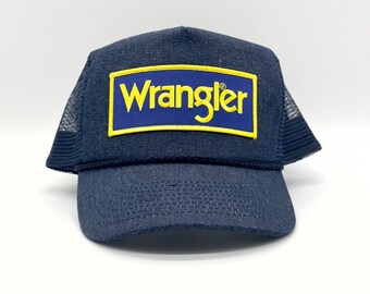 Wrangler Hat Vintage Retro Denim Trucker Mesh Rope Snapback - Etsy