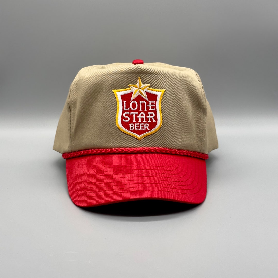 Lone Star Beer Hat Vintage Retro 2tone Khaki Red Trucker Rope Etsy