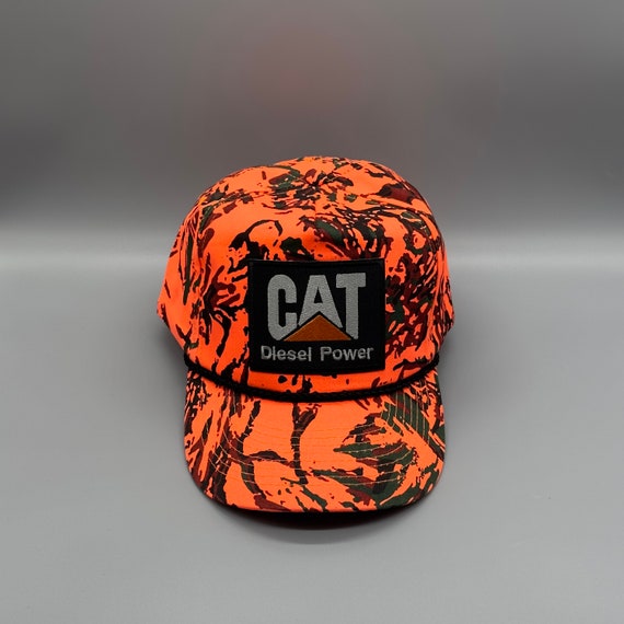 CAT Diesel Power Hat Vintage Retro Neon Orange Hu… - image 2