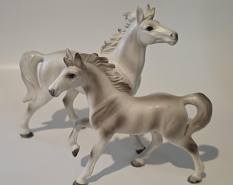 Vintage 2 White Arabian Horse figurine Ceramic Horses