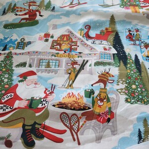 Santa at Yuletide Lodge Cotton Fabric