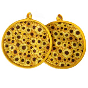 Large Round Sunflower Potholders
