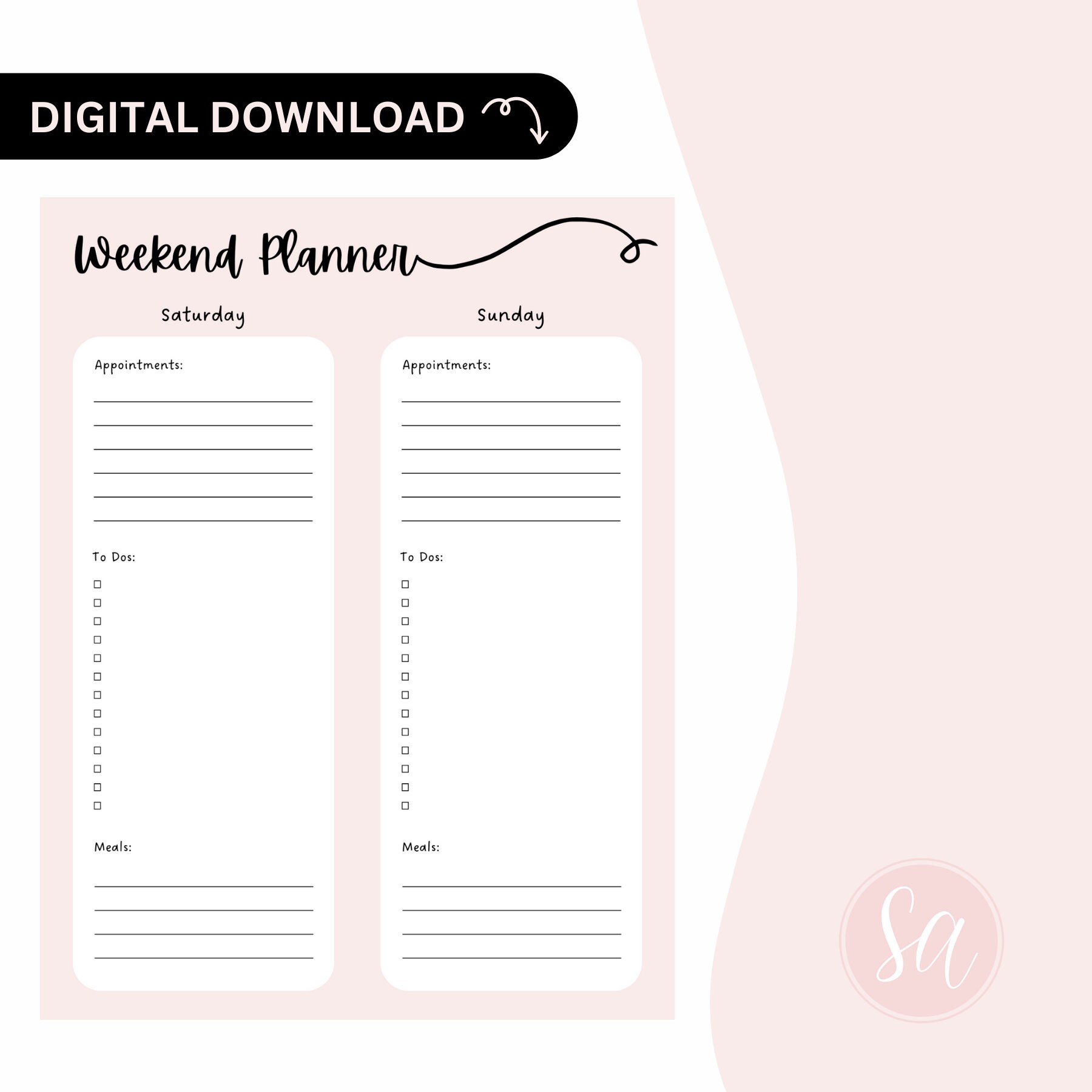 Weekend Planner Printable Worksheet Digital Download Etsy Weekend Planner Printable Worksheet Digital Download Etsy
