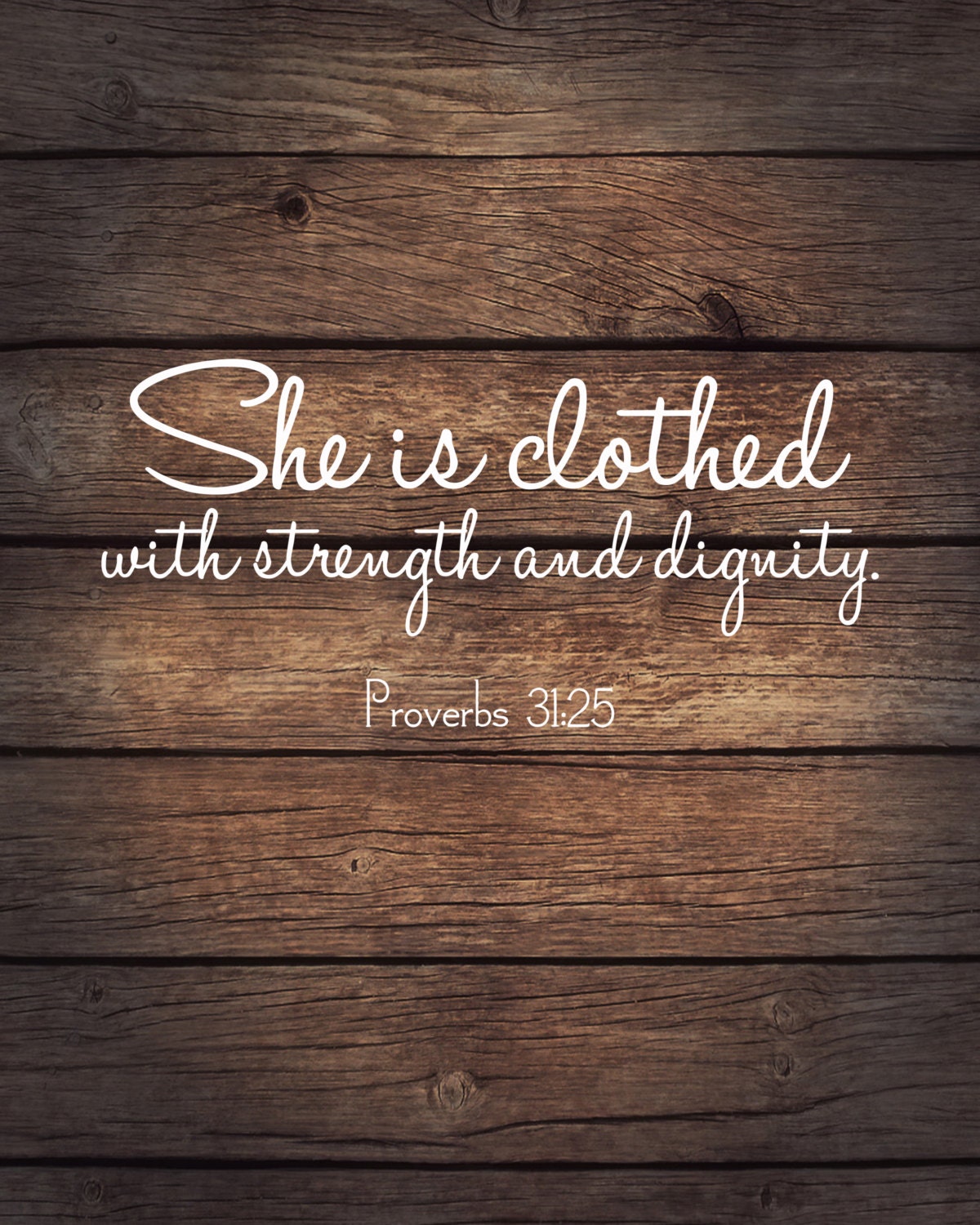 she is dressed in dignity and strength Proverbs 31:25 Canvas Wall Art – Inspirational She Is Clothed with Str –  Noveltees main image 0