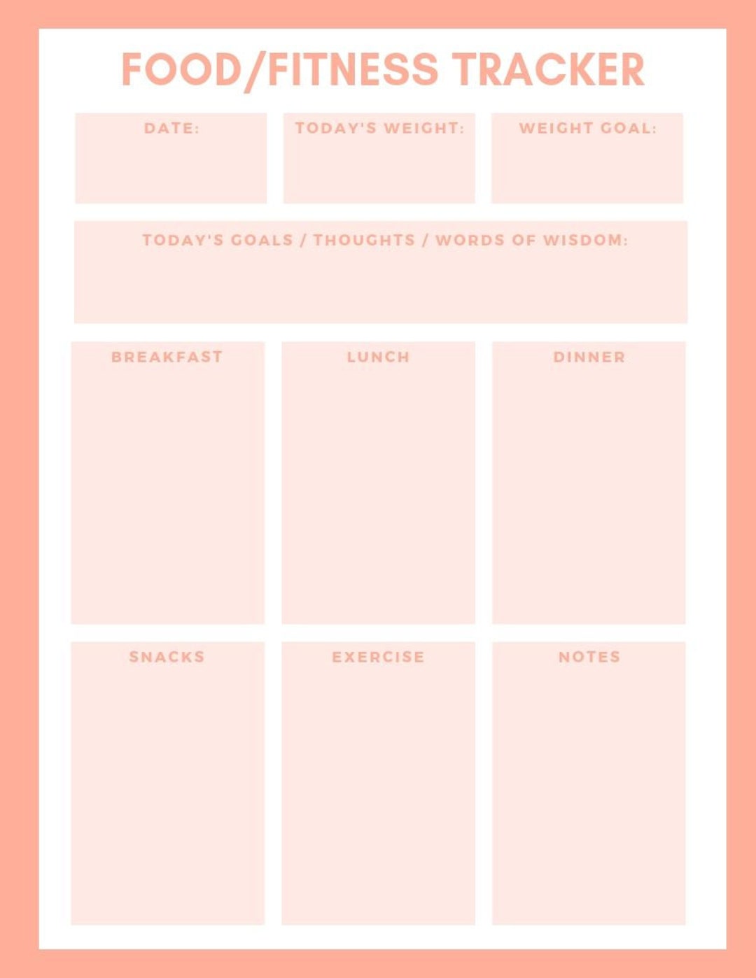 Daily Health Tracker | Digital | Customizable - Etsy