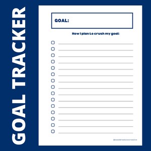 Goal Tracker Printable Worksheet Blue | Digital Download