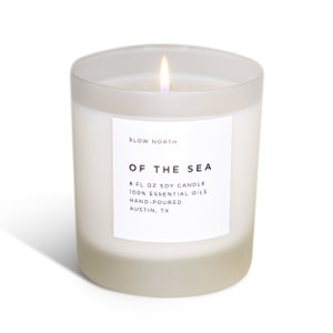 Bougie de la mer : Eucalyptus, lavande, menthe poivrée Bougie à la cire de soja