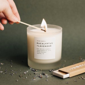 Essential Oil + Soy Wax Candle - Eucalyptus + Lavender | Natural Candle | Clean Burning Candle | Non-Toxic Candles for the Home