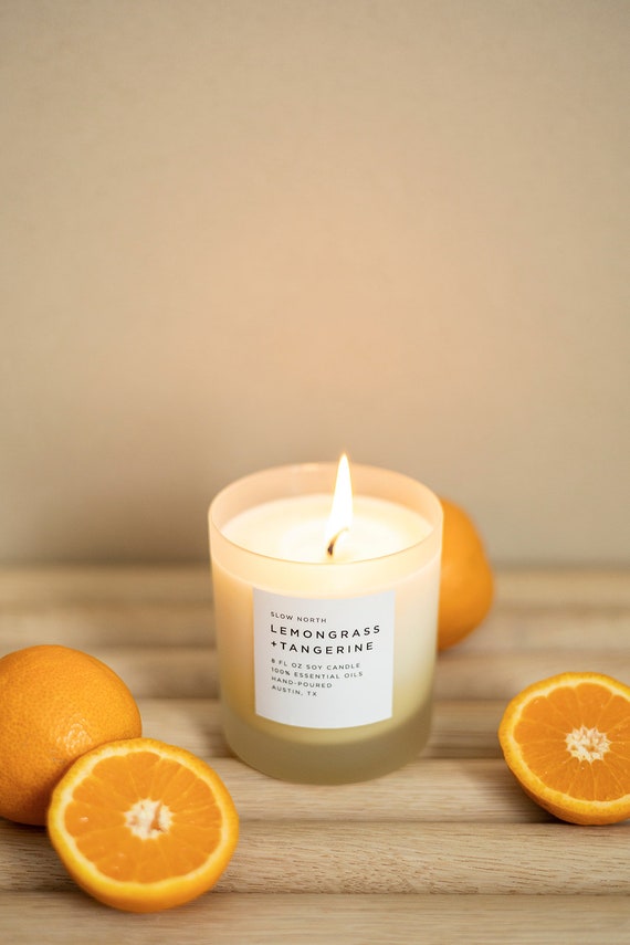 Essential Oil Soy Wax Candle Lemongrass Tangerine| Natural