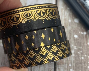 Roaring Twenties Gilded Washi Tape Set with Slanted Gold Foil