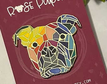 Version 3 Geometric Rainbow pit bull hard enamel pins / Pitbull Lapel Pins