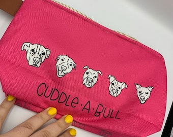 Cuddle a Bull Pink Pouch - Pencil Case / Make Up Bag