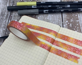 Warm Pink Galaxy V2 stars with pink pixie foil stars washi tape. 10mmx10m