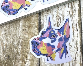 Colorful DobermanImpressionist Matte Die Cut Sticker, Dog Decal