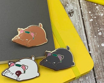 Chubby Pit Bull Hard Enamel Pins Designed by TealTeacup