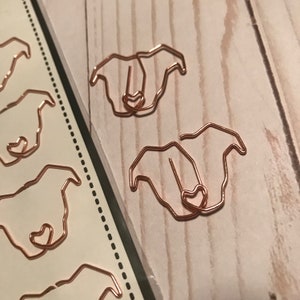Rose Gold Large Pit bull Shaped Metal Paper Clips, Custom Designed Gold Plannerclip Bookmarks / PitBull Dog / Bully Breed pittie image 2