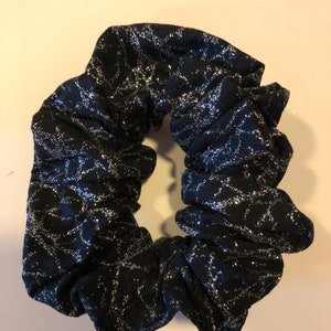 Black and Silver Scrunchie | Black Scrunchie | Silver Scrunchie - Wide Elastic