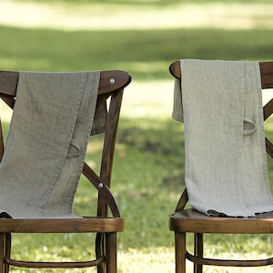 Large Linen Kitchen Towel BORDERA, Natural Flax and Oatmeal Colors, Stonewashed, Rustic, Handmade in Lithuania