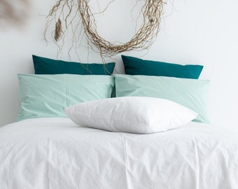 Percale Cotton Pillow Cases, Set of 2 pcs. Pre-washed Soft Italian Cotton. Percale TC200. Bedlinen Made in Lithuania