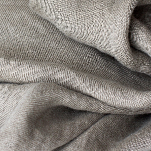 Stonewashed Twill Linen Fabric TWILLA | cut-to-length | Heavy Weight 320 gsm | 58 inch wide | Natural undyed flax color | Woven in Lithuania