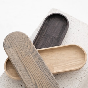 OAK TRAY Oblong | Narrow Natural Wooden Tray for Candles, Reeds, Jewellery, Perfume | Serving of Coffee Cup, Biscuits | Decor | Gift Idea