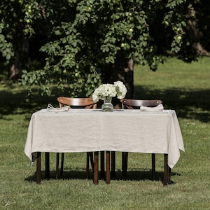 Heavy-weight Linen Tablecloth. Natural, Oatmeal, Off-White, Cream, Olive. 300gsm Italian Linen. Tablelinen Handmade in Lithuania