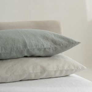 Leinen Kissenbezug in Farbe für Standard, Queen, King, Custom Kissen. Italienisches mittelschweres OEKO-TEX Leinen. Handgefertigte Bettwäsche aus Litauen
