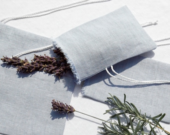 Linen Wedding Favor Bag - Set of 10 pieces - Small Gift Bag with Ties - Scent Sachet - Handmade in Lithuania