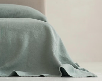 Linen Bedcover 142x142 inches | 360x360 cm. Color IRISH WINTER. Heavy Duty 300-400 gsm Italian Linen: Linonata, Linotela, Linotwilla, Canapo