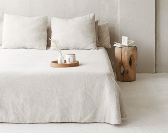 Rounded Corners Linen Bedspread, Floor Length. Super-Heavy Weight 400 gsm Linen. Custom Sizes. Masters of Linen Label. Handmade in Lithuania