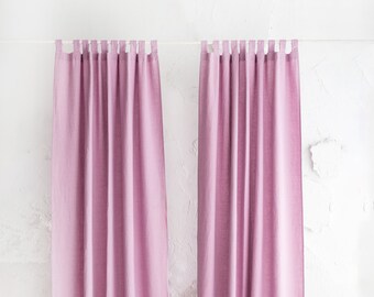 Tab Top Linen Curtain - Lilac - 320 gsm Pre-Washed Heavy Linen - Handmade in Lithuania