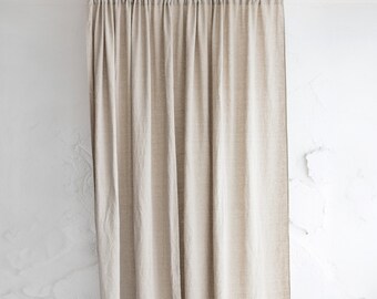 EXTRALIN Linen Curtain - Rod Pocket - Medium Weight Linen 210 gsm - Woven in Lithuania - Curtain in Vertical Stripes - Handmade in Lithuania