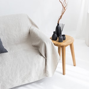 Heavy-weight Linen Couch Cover, Bedspread, Bedcover. 120x220&quot;, 112x105&quot;, 187x110&quot;. Durable 300 gsm Italian Linen. Handmade in Lithuania