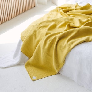Super Heavy Linen Bedspread, Bedcover, Coverlet, Throw, Blanket SIMPLIN from ONE PIECE, 6 Dyed Colors, 400 gsm Linen, Handmade in Lithuania