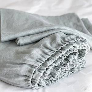 Bettwäsche-Set: Kissenbezüge und Spannbettlaken (3-teilig), 6 gefärbte Farben, vorgewaschenes italienisches mittelschweres Leinen, handgefertigt in Litauen
