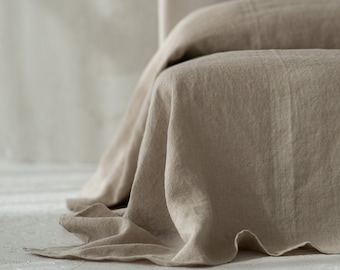 CALIFORNIAN KING Oversized Bedspread from Two Pieces: 141x141 inches. Pre-washed, Pre-shrunk Durable Heavy Weight Italian Linen Bedcover