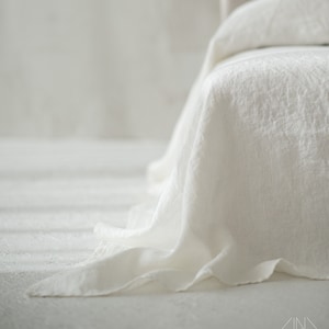 Oversized Linen Bedspread 131x141 inches, from TWO PIECES. Pre-washed Durable Heavy-Weight 300 gsm Italian Linen. Handmade in Lithuania