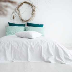 Flat Cotton Sheet | Stonewashed Italian Percale Cotton | Various colors | Full Double, Queen, King, California King | Made in Lithuania